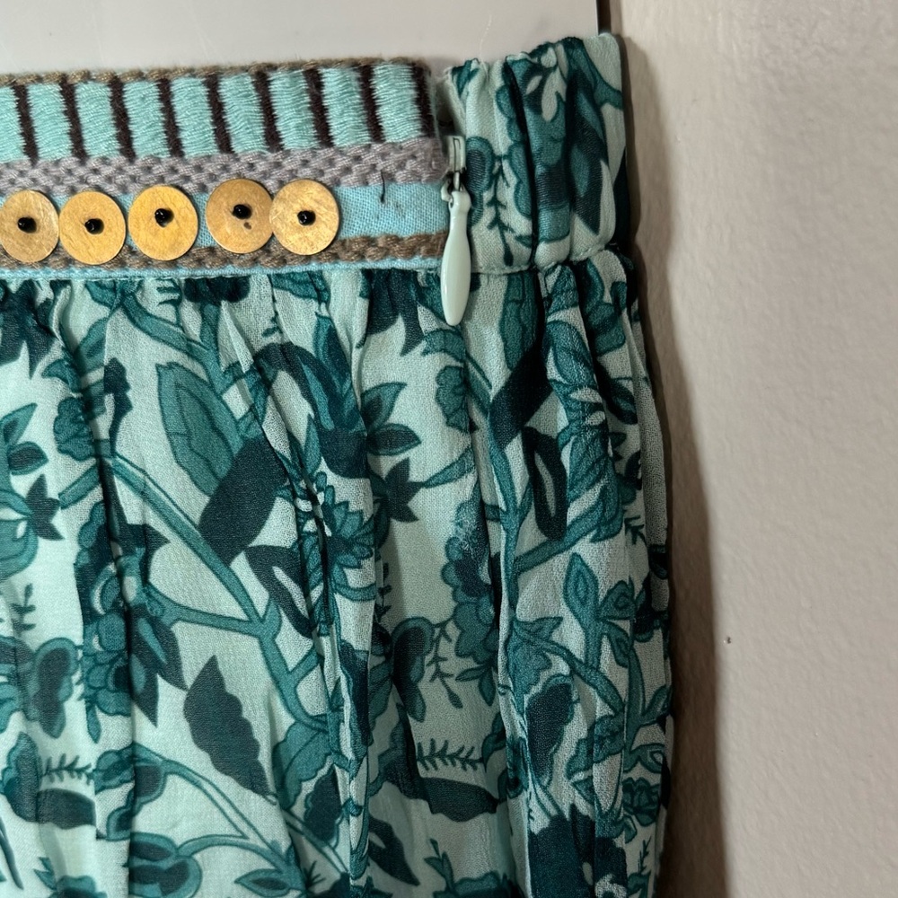 NWT - Anthropologie‎ Nikasha turquoise floral tier short skirt with beading. - Picture 11 of 12